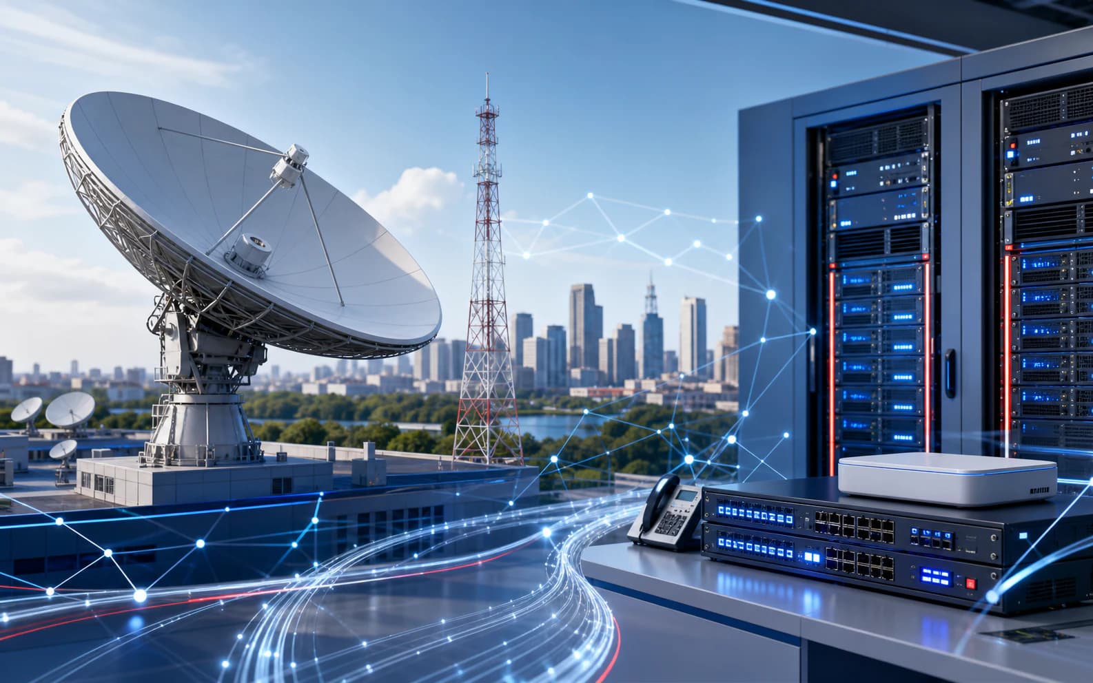 Infrastructure professionnelle de diffusion satellitaire et d'interconnexion numérique